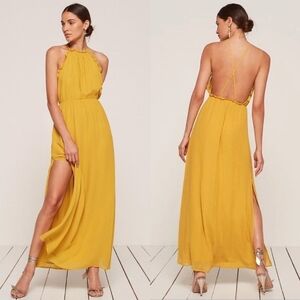 Reformation Rambla Dress Yellow Halter Maxi
